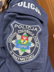 naszywka z logo Oddziału Podlaskiej Policji w Białymstoku