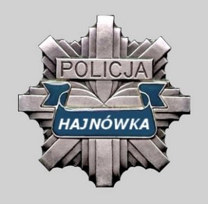 odznaka,policyjna gwiazda w środku z napisem Hajnówka