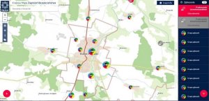 widok panelu krajowej mapy zagrożeń na terenie miasta Bielsk Podlaski z naniesionymi zagrożeniami, zgłaszanymi przez mieszkańców miasta