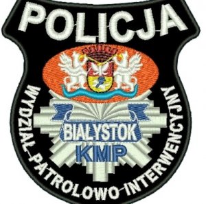 Emblemat wydziału patrolowego komendy miejskiej policji w Białymstoku.