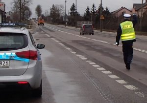 policjant w trakcie kontroli drogowej