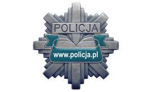 rozeta z napisem policja pod spodem napis www.policja.pl