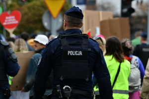 policjanci zabezpieczają zgromadzenia