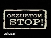 na czarnym tle biały napis oszustom stop