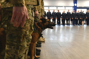 policjanci na uroczystej zbiórce