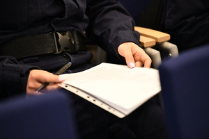 Policjanci podczas podoficerki