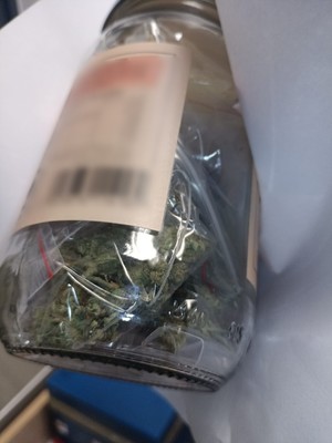 słoik z zawartością marihuany