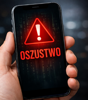 czerwony na pis oszustwo na ekranie telefonu