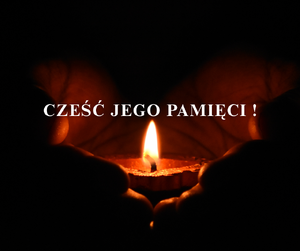 napis cześć jego pamięci i świeczka
