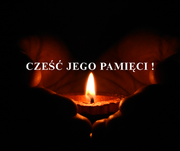 napis cześć jego pamięci i świeczka