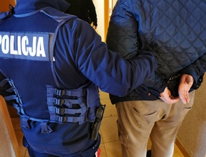 policja z zatrzymanym