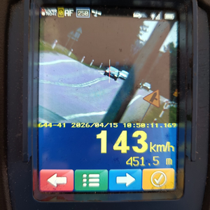 zdjęcia pomiarów na ręcznym mierniku prędkości