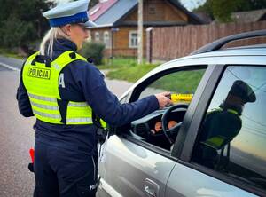 policjanci prowadza kontrole pojazdów