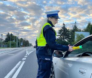 policjanci prowadza kontrole pojazdów