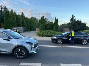 policjanci prowadza kontrole pojazdów