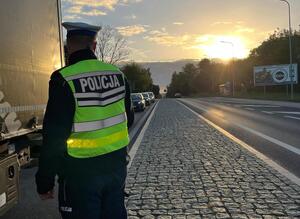 policjanci prowadza kontrole pojazdów